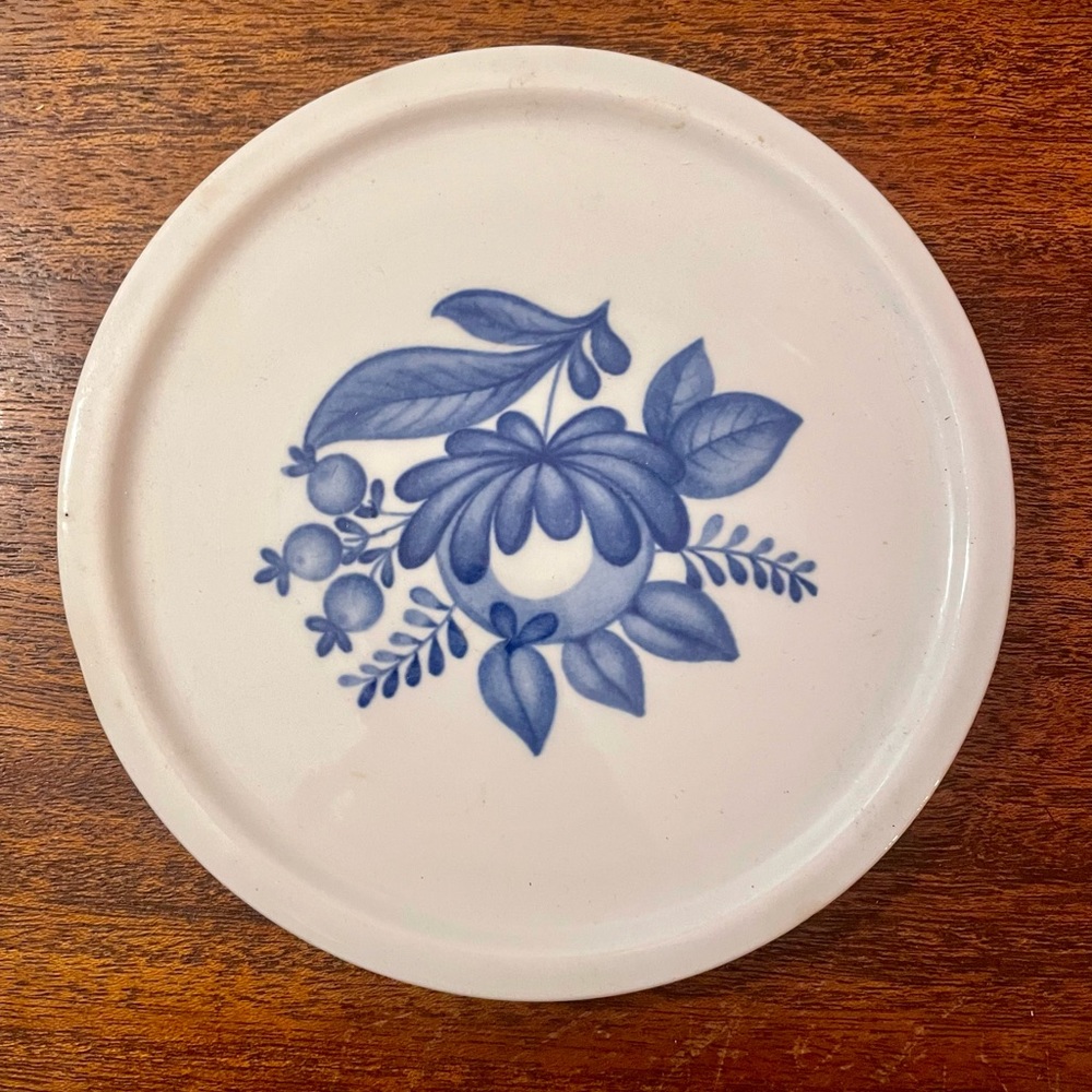 Vintage Arabia Finland Blue White Trivet Plate